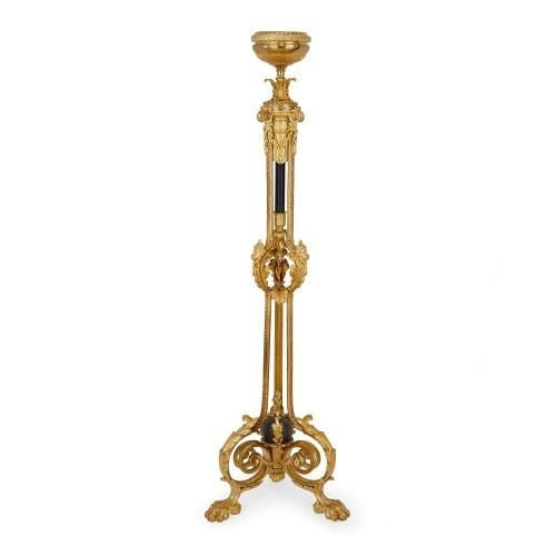 Large antique French ormolu torchere floor lamp