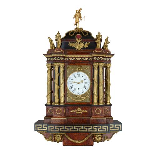 Ormolu mounted rosewood and ebonised wood musical clock