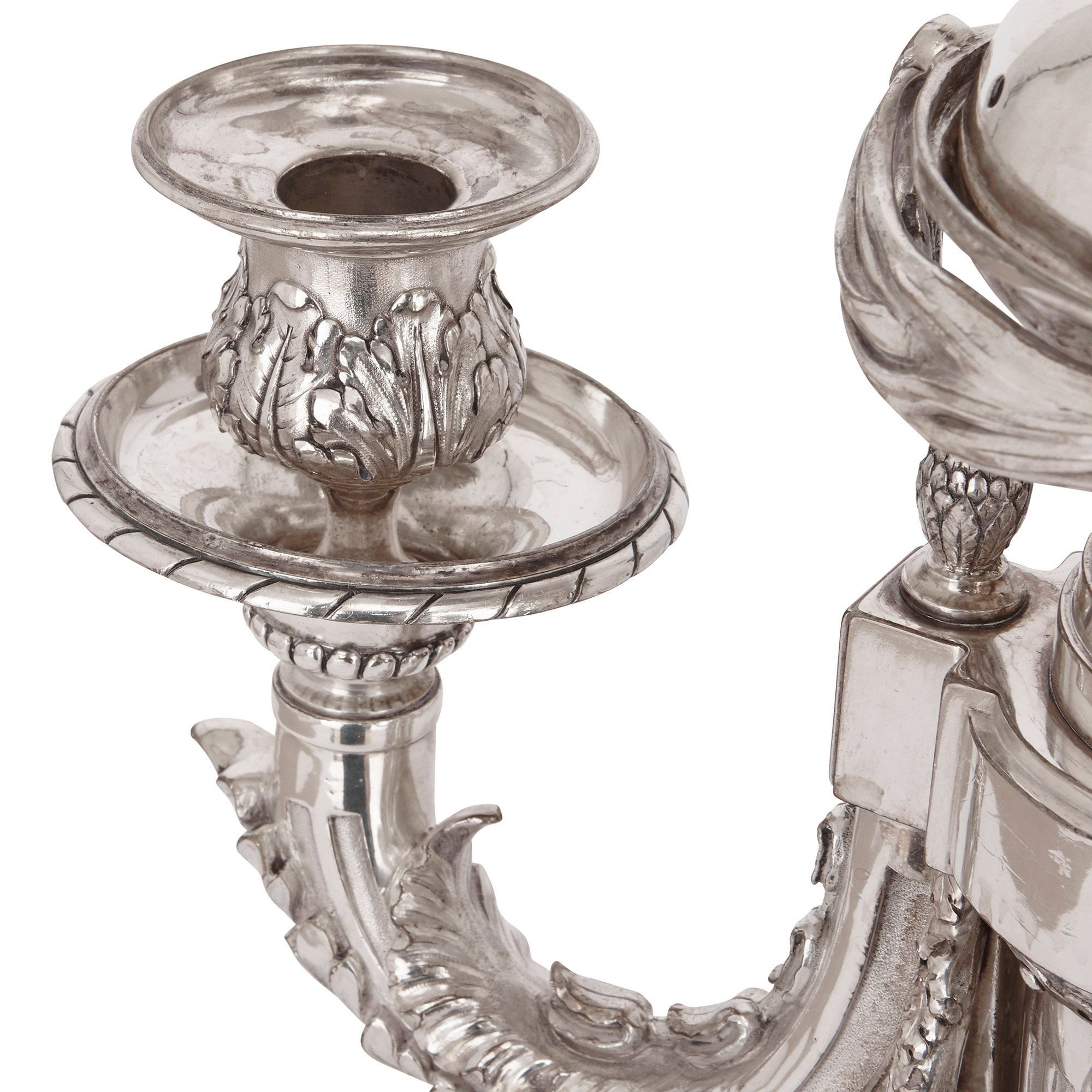 Pair of French antique silver plated candelabra Mayfair Gallery