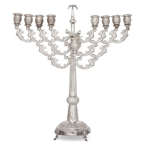 Large Judaica silver Hanukkah Menorah by Hadad Brothers