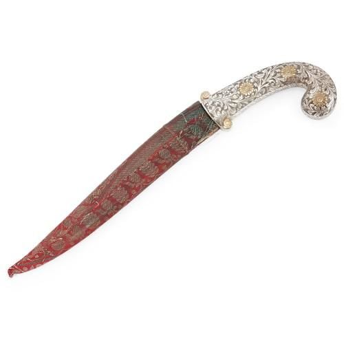 Koftgari decorated steel antique Indian Khanjar (dagger)