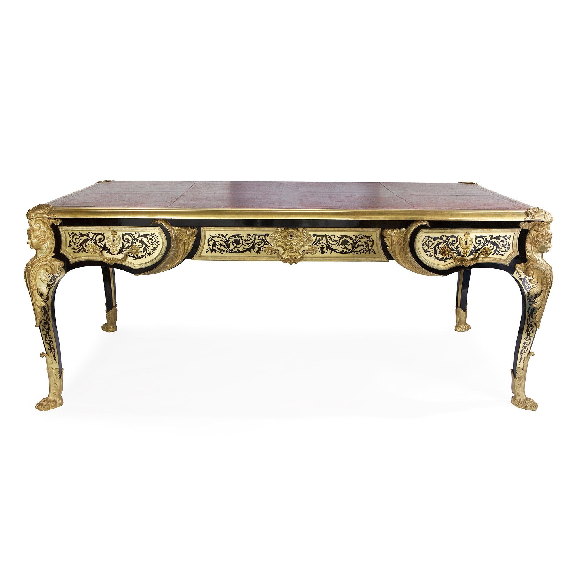 French Ormolu Mounted Ebony Desk With Boulle Marquetry Mayfair