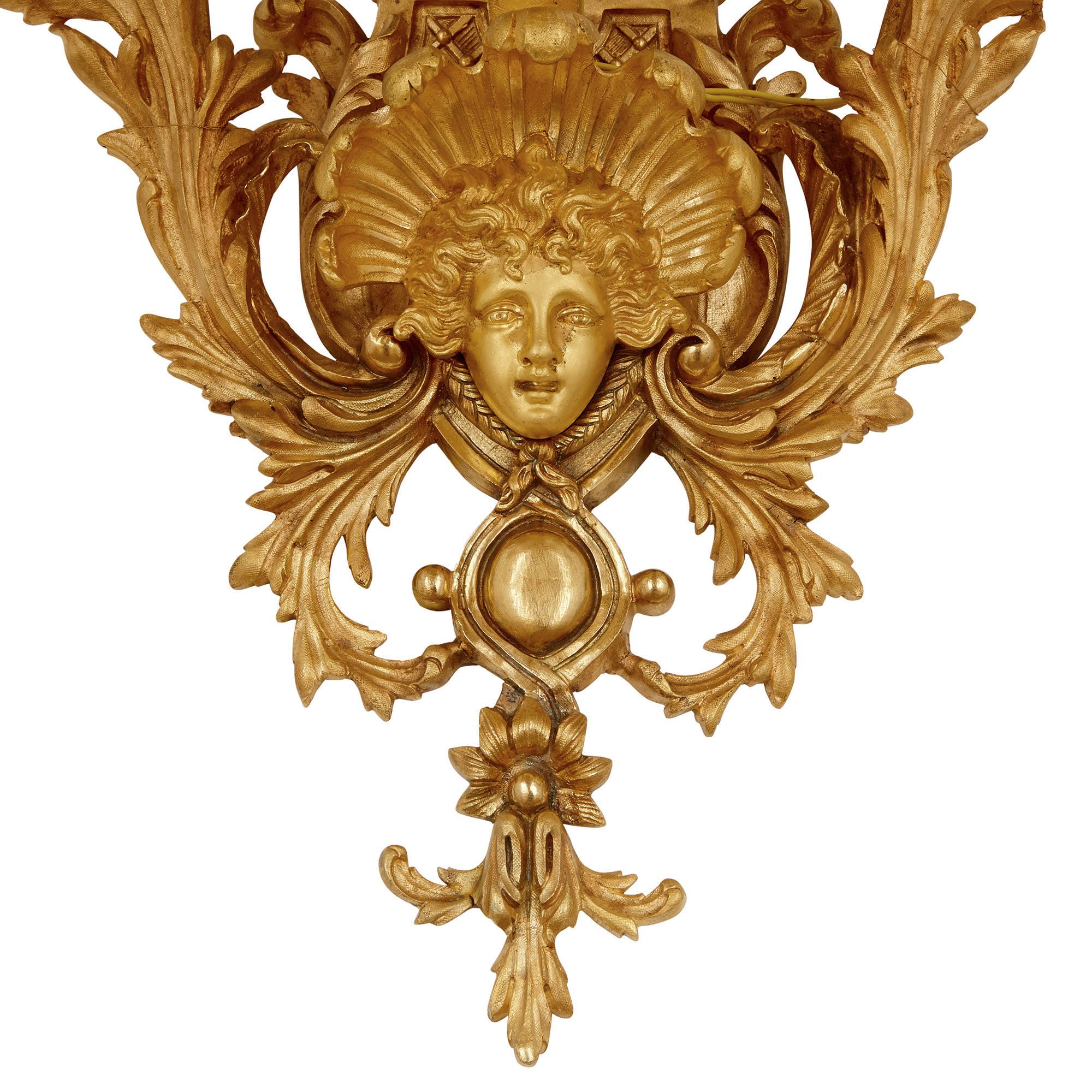 Set of four large antique French ormolu wall lights | Mayfair Gallery