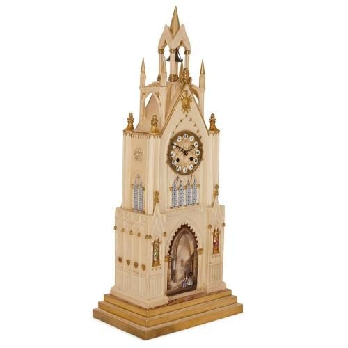 Antique Gothic revival Dagoty and Honore porcelain mantel clock