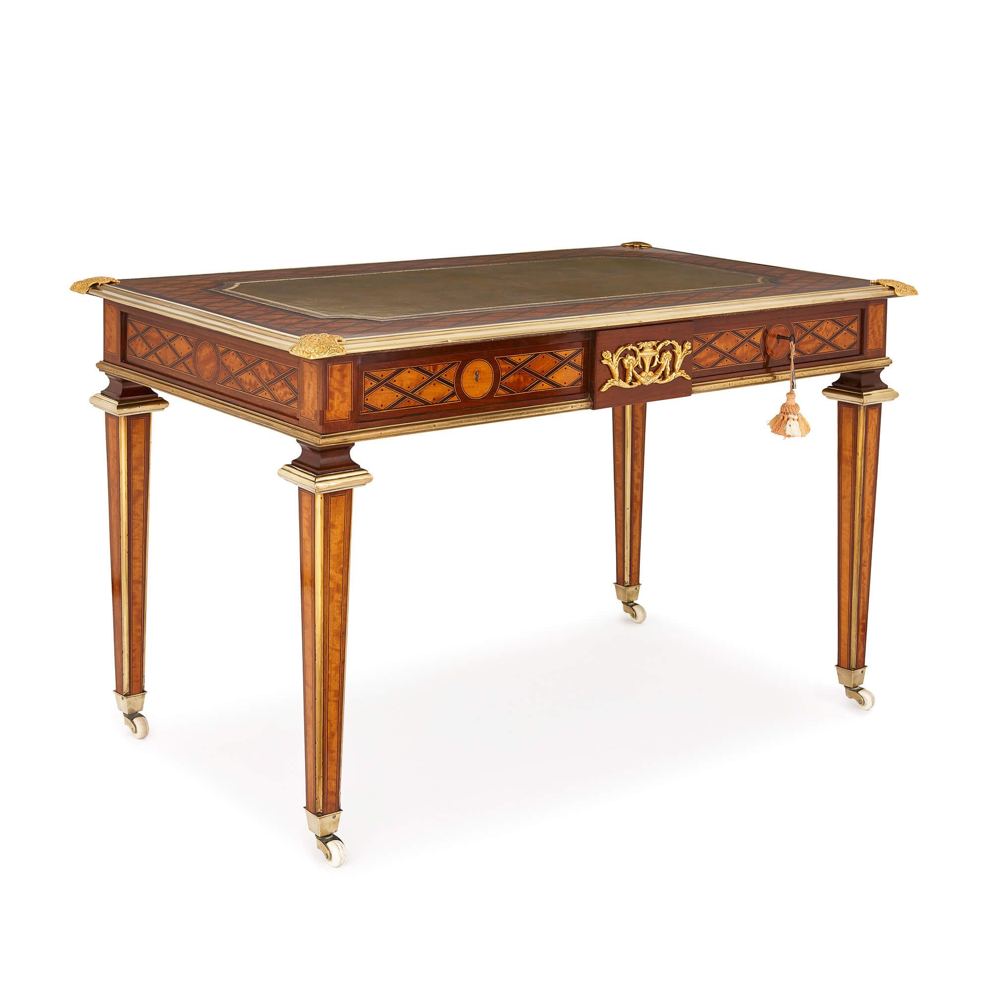 Antique Victorian Ormolu And Parquetry Desk Mayfair Gallery
