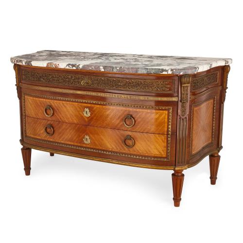 French antique Neoclassical style commode with marble top