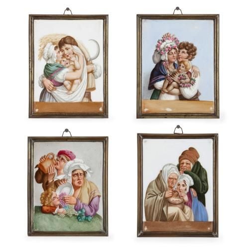 Set of four German Meissen porcelain plaques of The Four Seasons