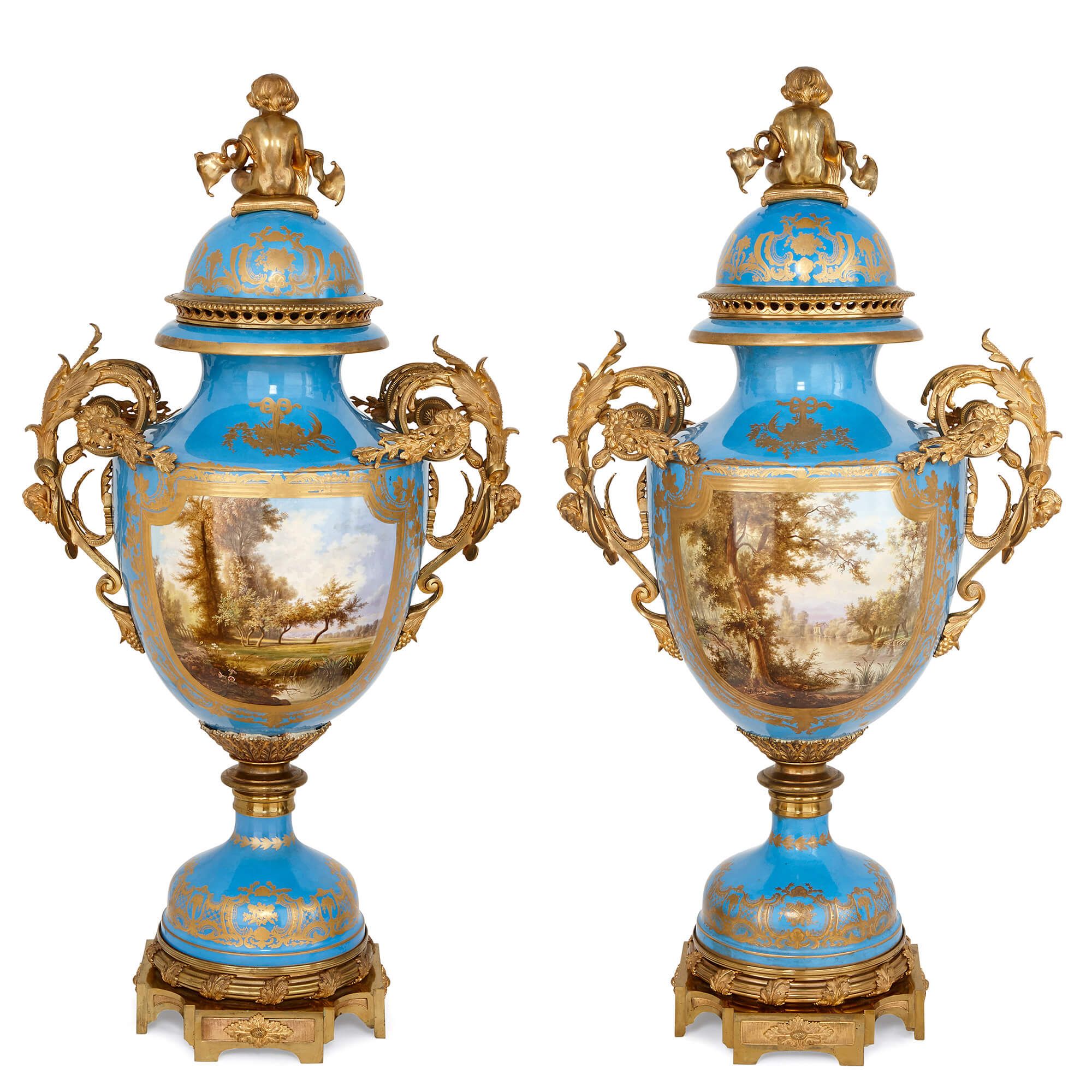 Pair of Chinese export porcelain vases with ormolu mounts 