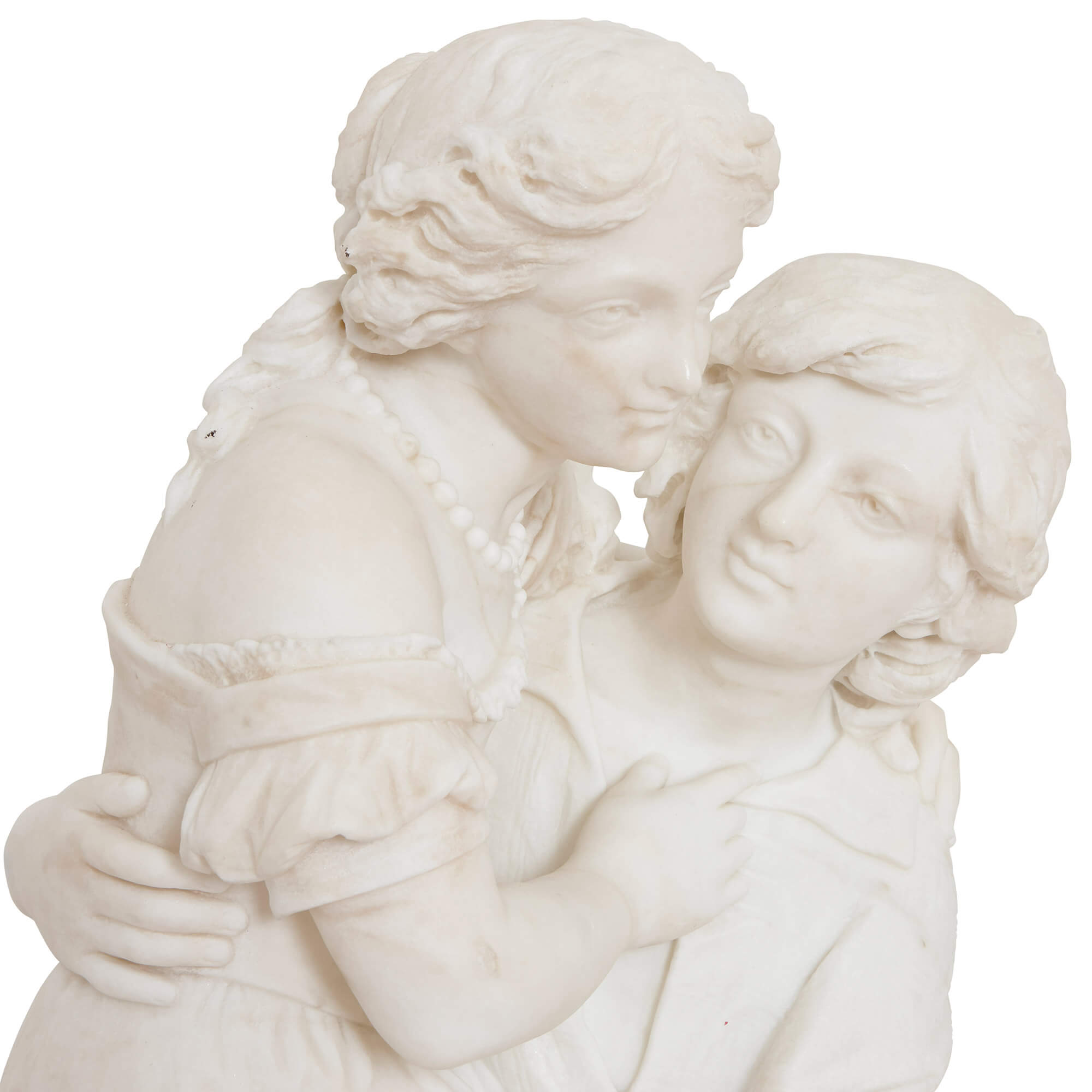 Large antique Italian marble sculpture of two lovers Mayfair Gallery
