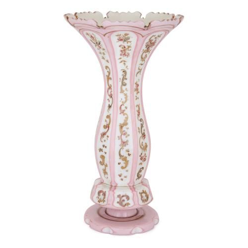 19th Century Bohemian parcel gilt opaline glass vase