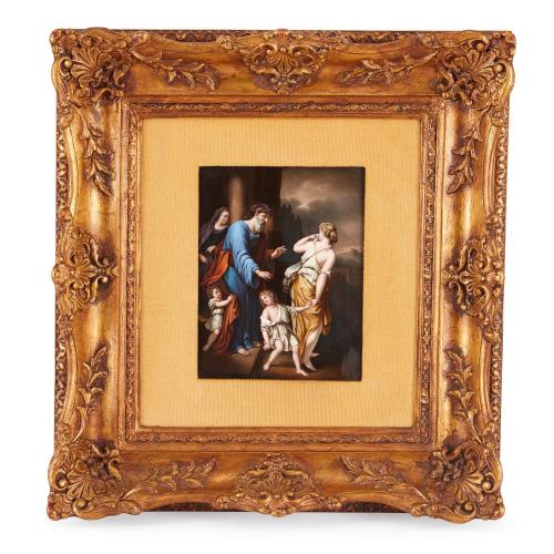 'The Expulsion of Hagar', antique KPM porcelain plaque