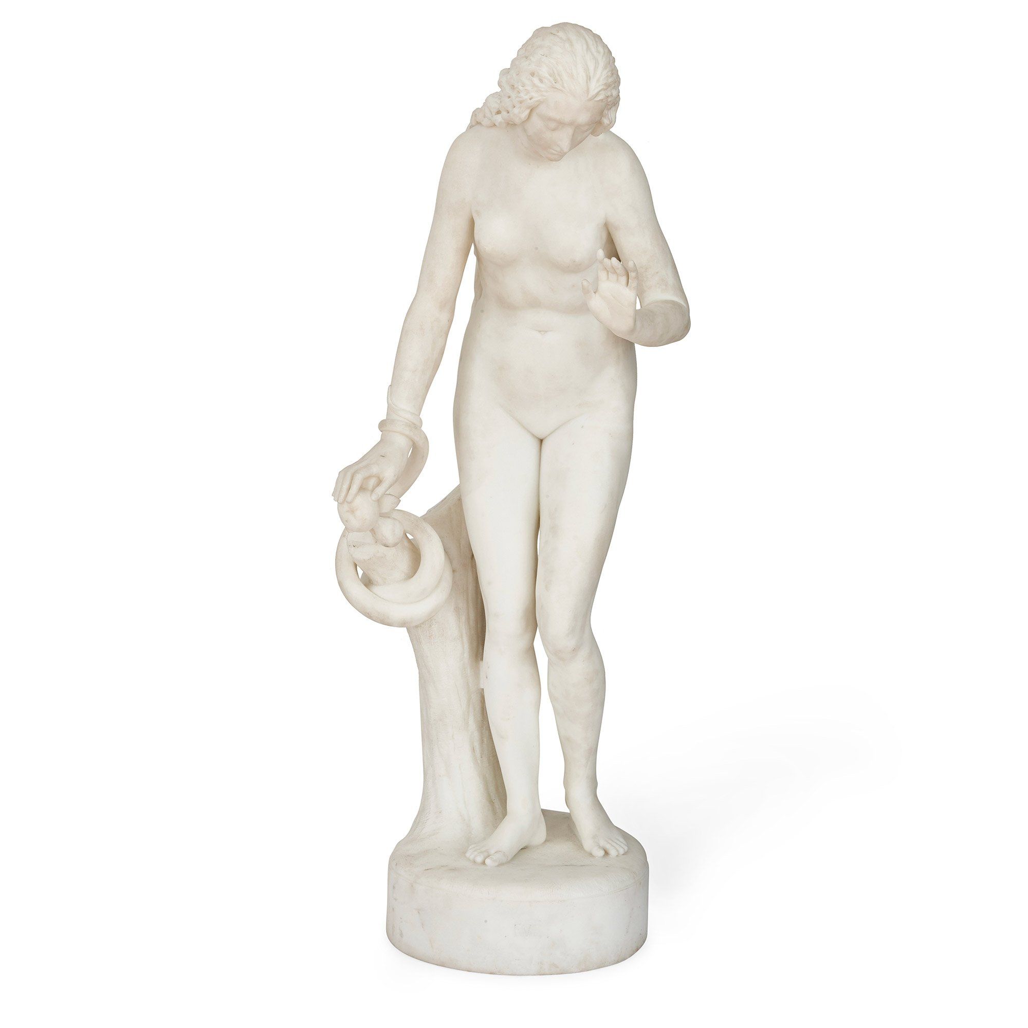 French 19th Century White Marble Sculpture Of Eve Mayfair Gallery