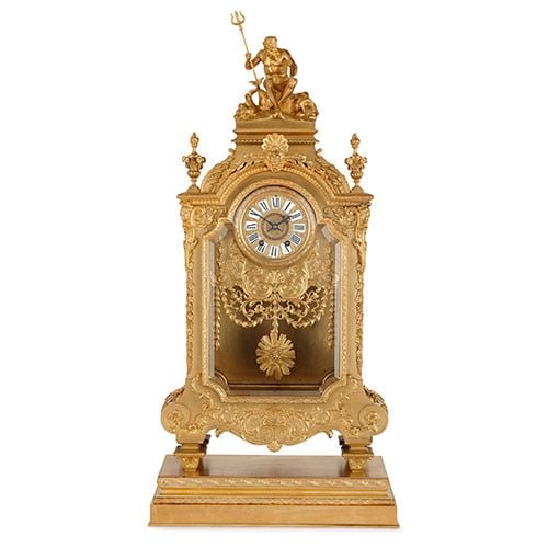 Large 19th Century French ormolu mantel clock by Barbedienne