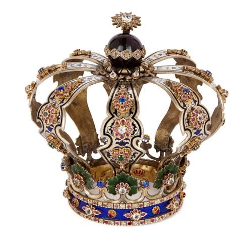 Judaica silver, enamel and precious stone Torah crown