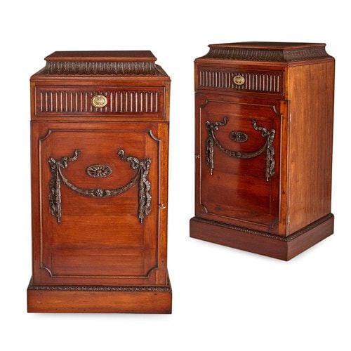 Pair of George III style mahogany pedestal cabinets