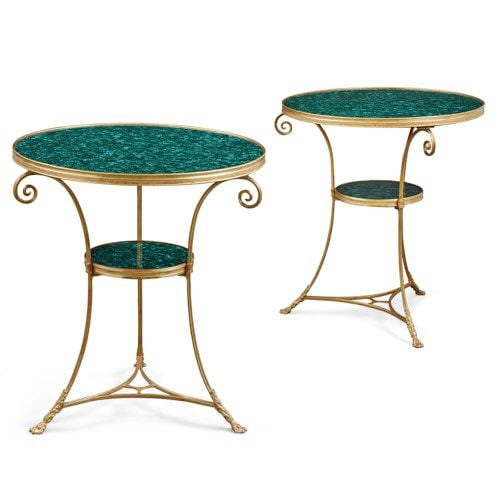 Pair of French ormolu and malachite guéridons