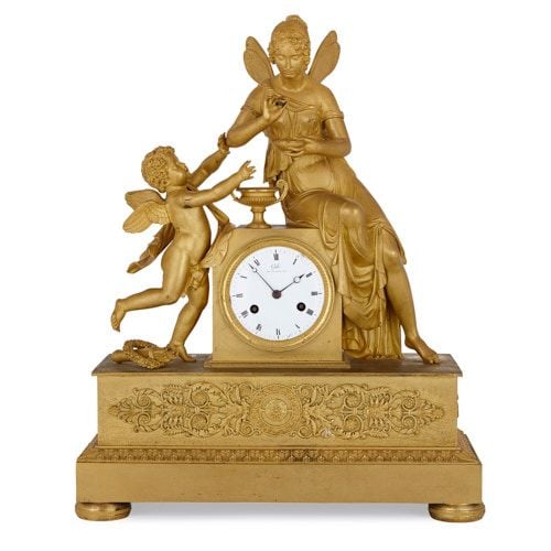 Empire period ormolu clock with Cupid and Psyche by Galle
