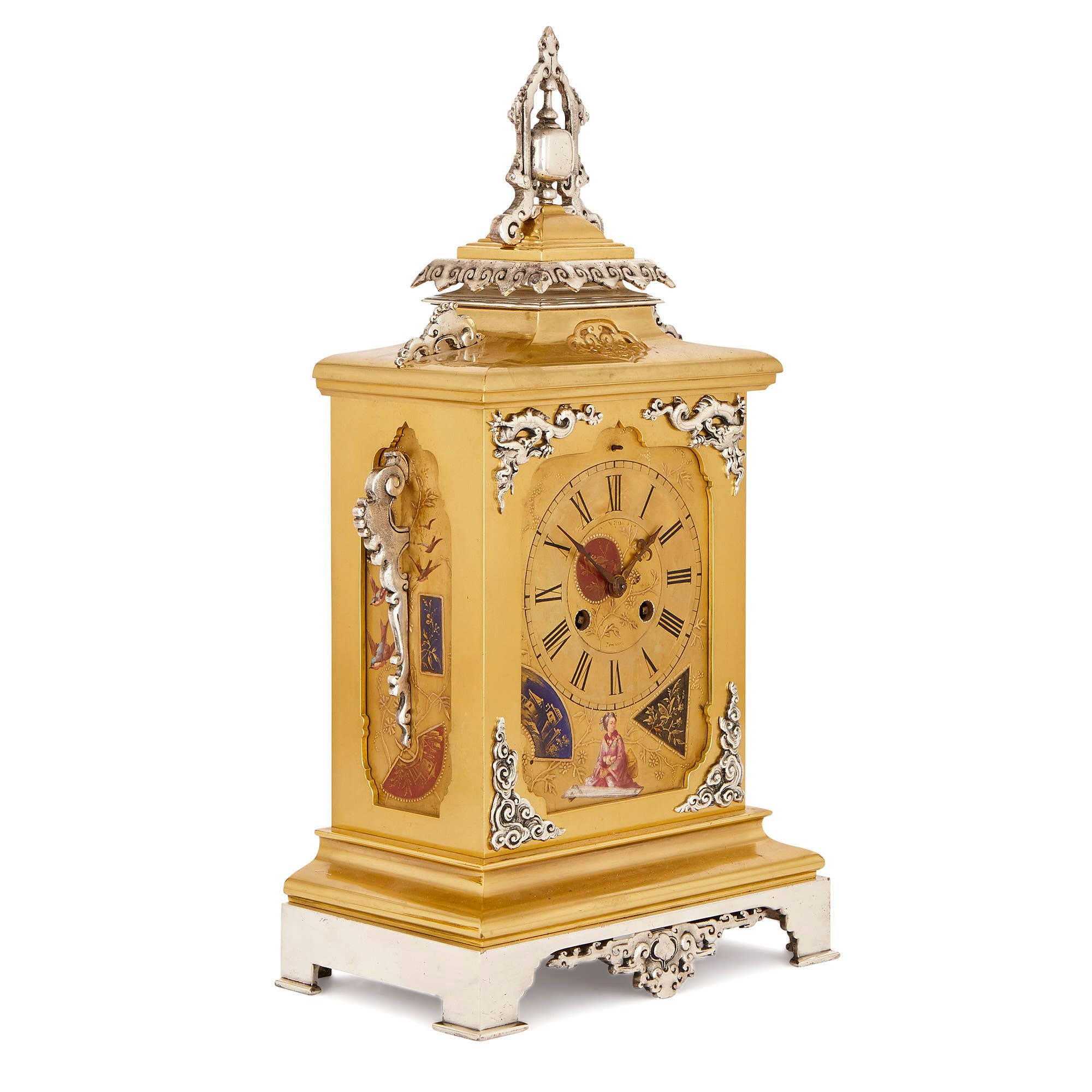 Antique collection Exquisite Brass Glass Mechanical Clock  FL017 
