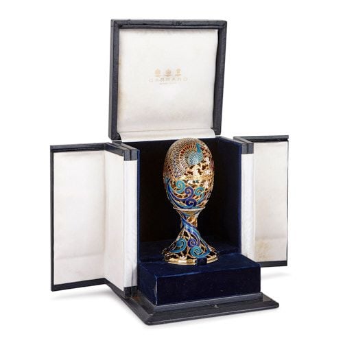 Gold, enamel, diamond and precious stone egg by Asprey