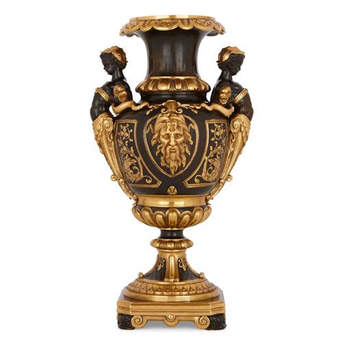 French Neoclassical style gilt and patinated bronze vase | Mayfair Gallery