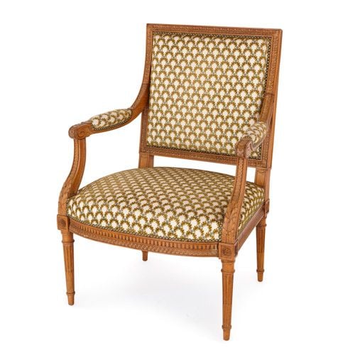 Antique Louis XVI style beechwood armchair by Linke