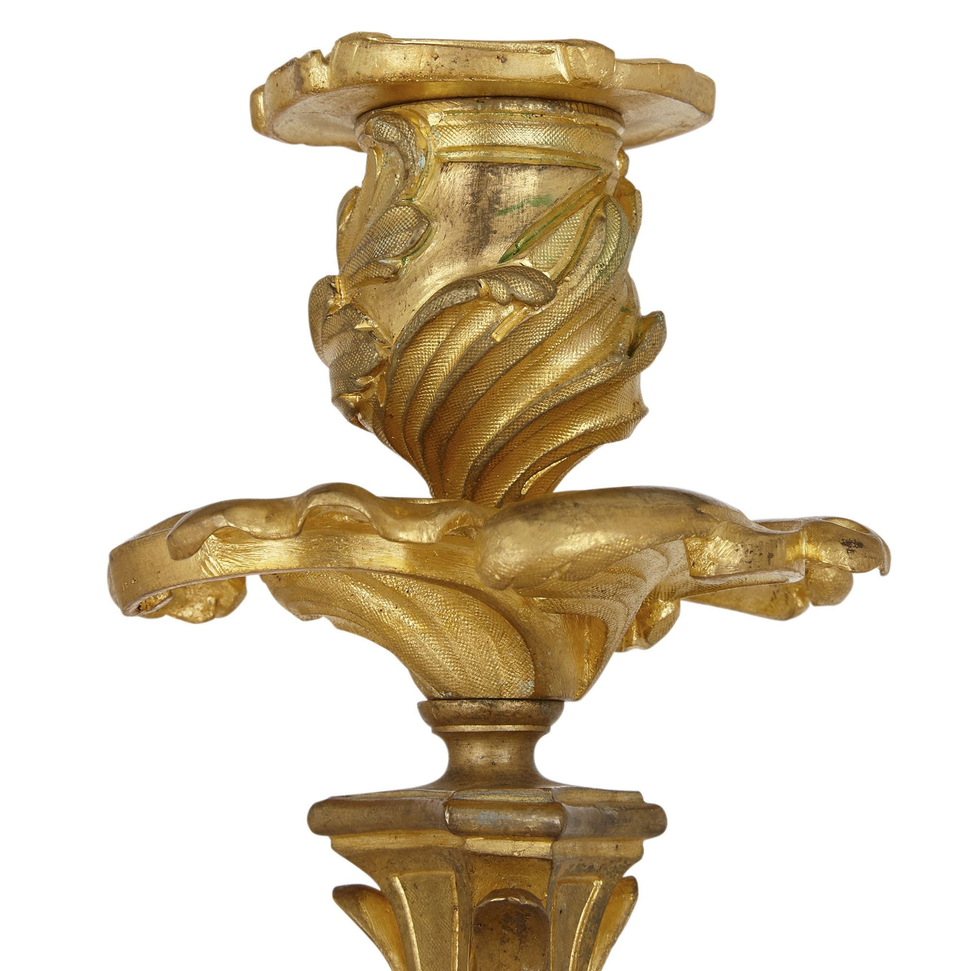 Rococo style ormolu clock set by Picard and Raingo Frères