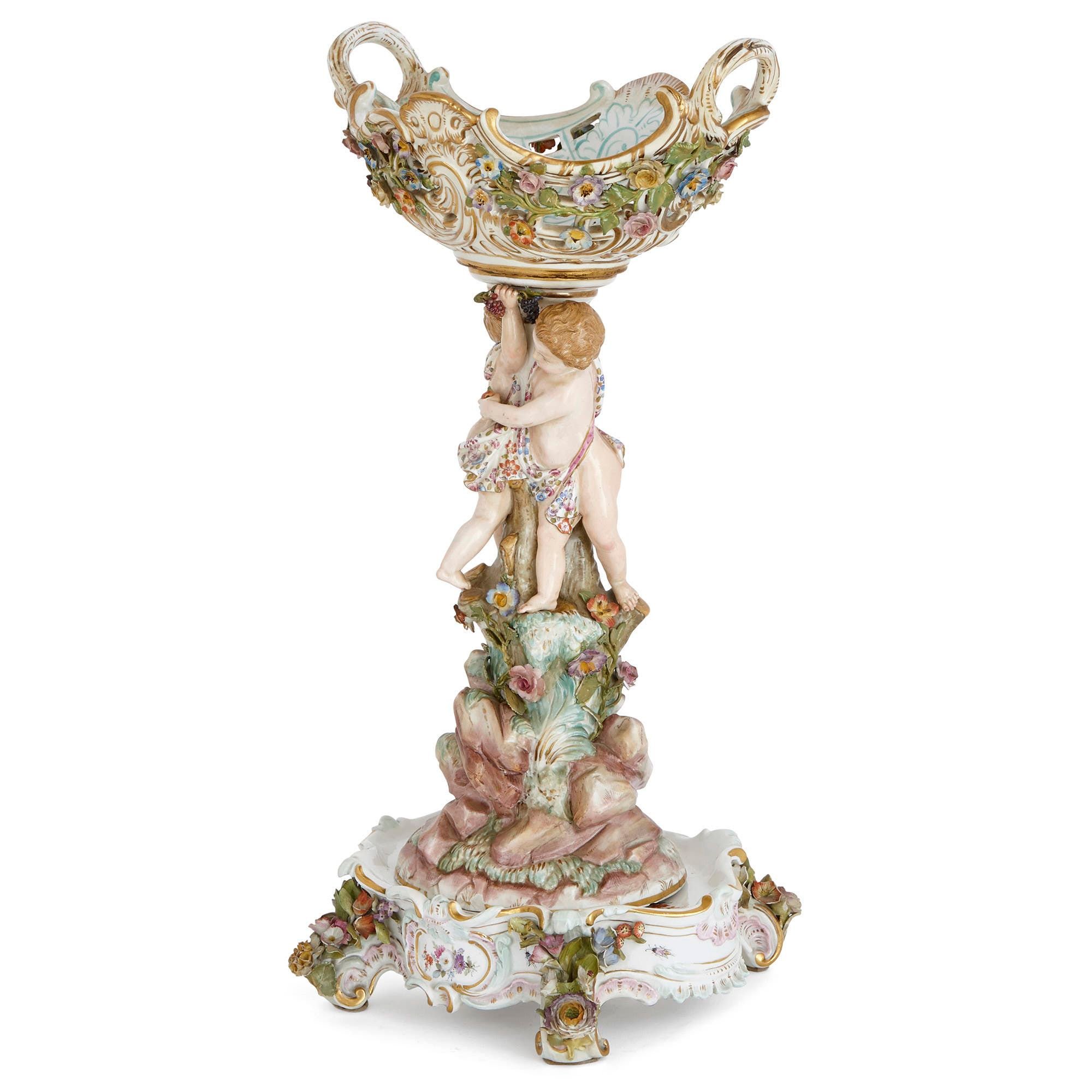 Antique Meissen porcelain centrepiece with stand | Mayfair Gallery
