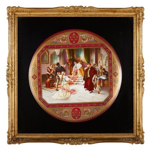 Large Royal Vienna porcelain charger with Shakespearean scene