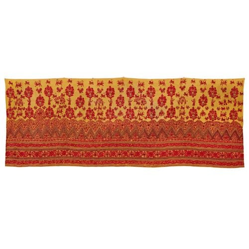 Indian yellow and cerise embroidered skirt band