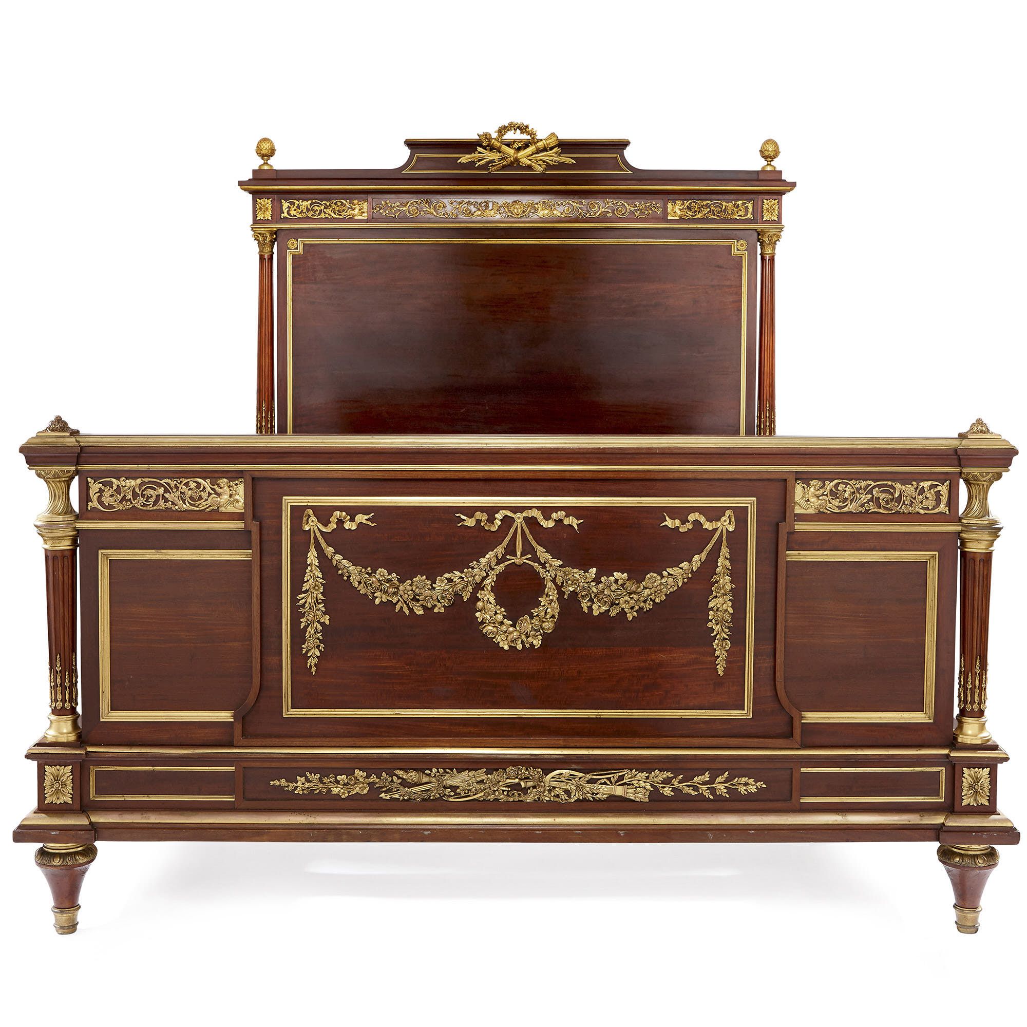 Grand Louis XVI Mahogany Cabinet with Bronze d'Ore Mounts, French