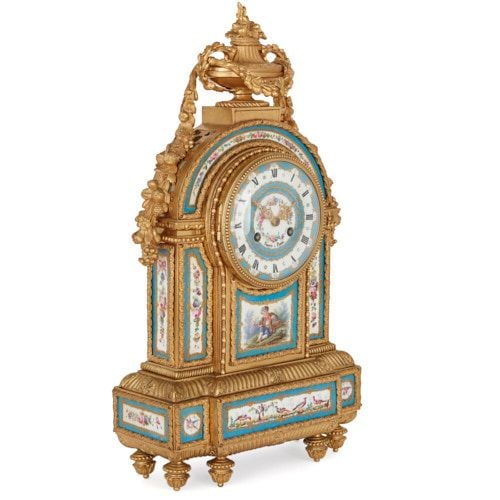 Antique ormolu and Sèvres style porcelain mantel clock Mayfair Gallery