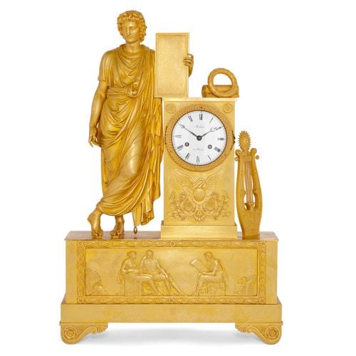 French Restauration period gilt bronze mantel clock