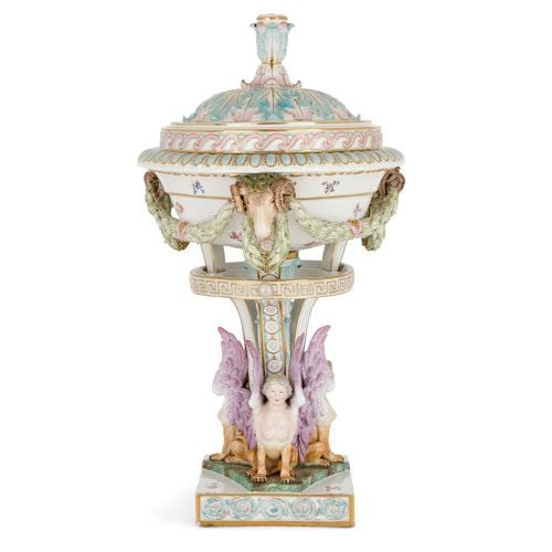 Antique Meissen porcelain centrepiece vase