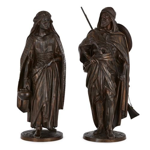 Pair of Orientalist patinated bronze figures by Salmson