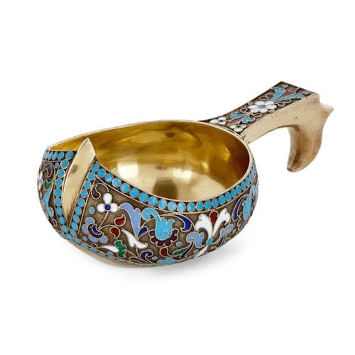 Antique silver-gilt and cloisonné enamel Kovsch