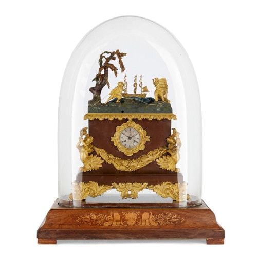 Large ormolu mounted automaton musical mantel clock