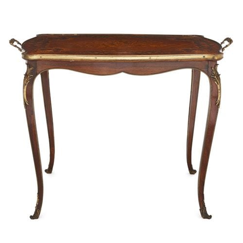 Louis XV style ormolu mounted rosewood and marquetry tea table