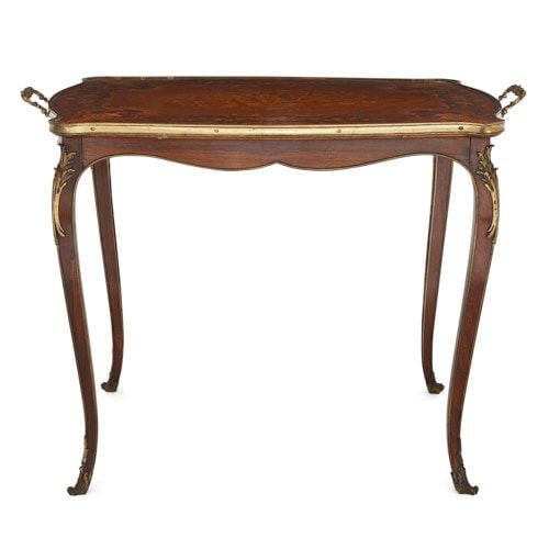 Louis XV style ormolu mounted rosewood and marquetry tea table