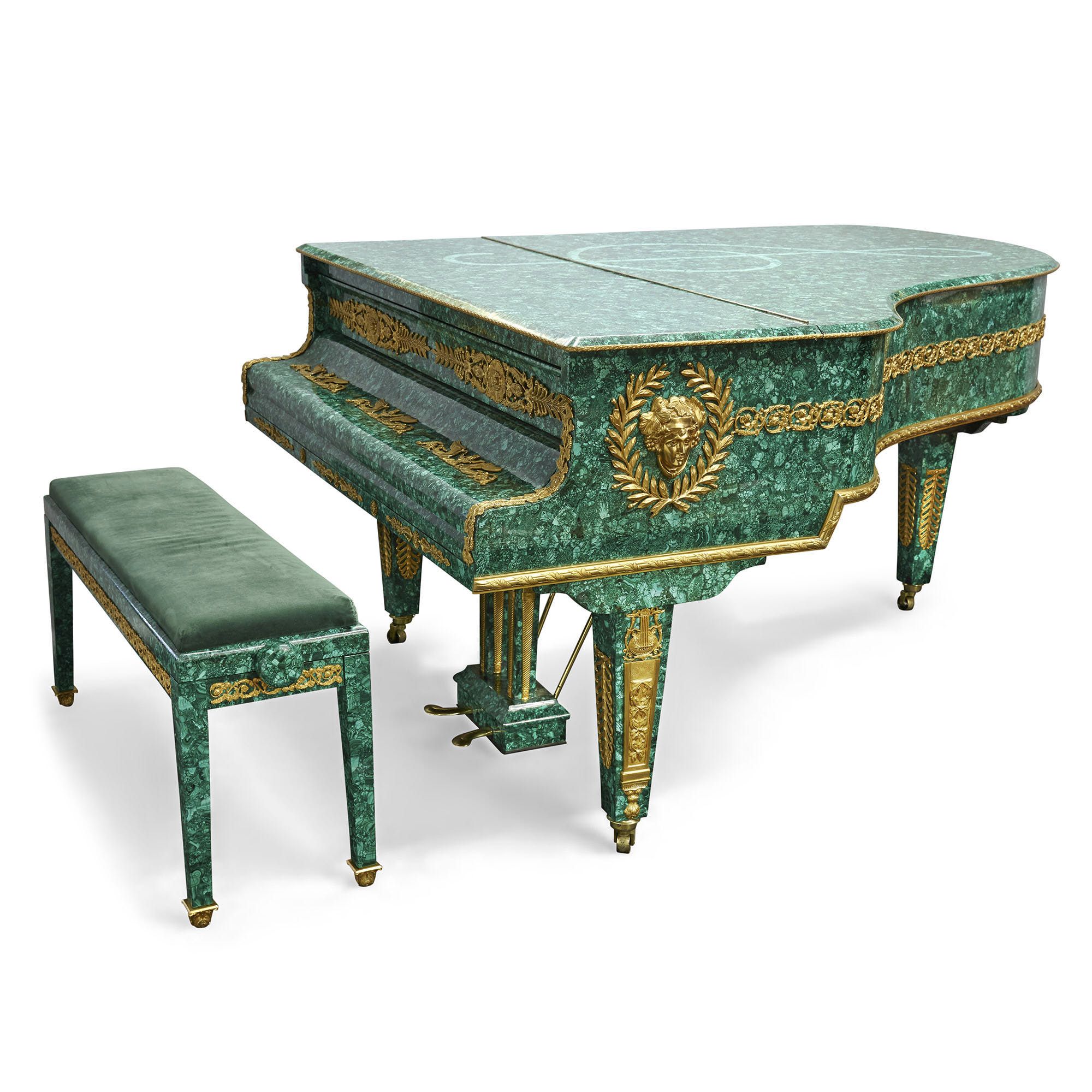 green grand piano