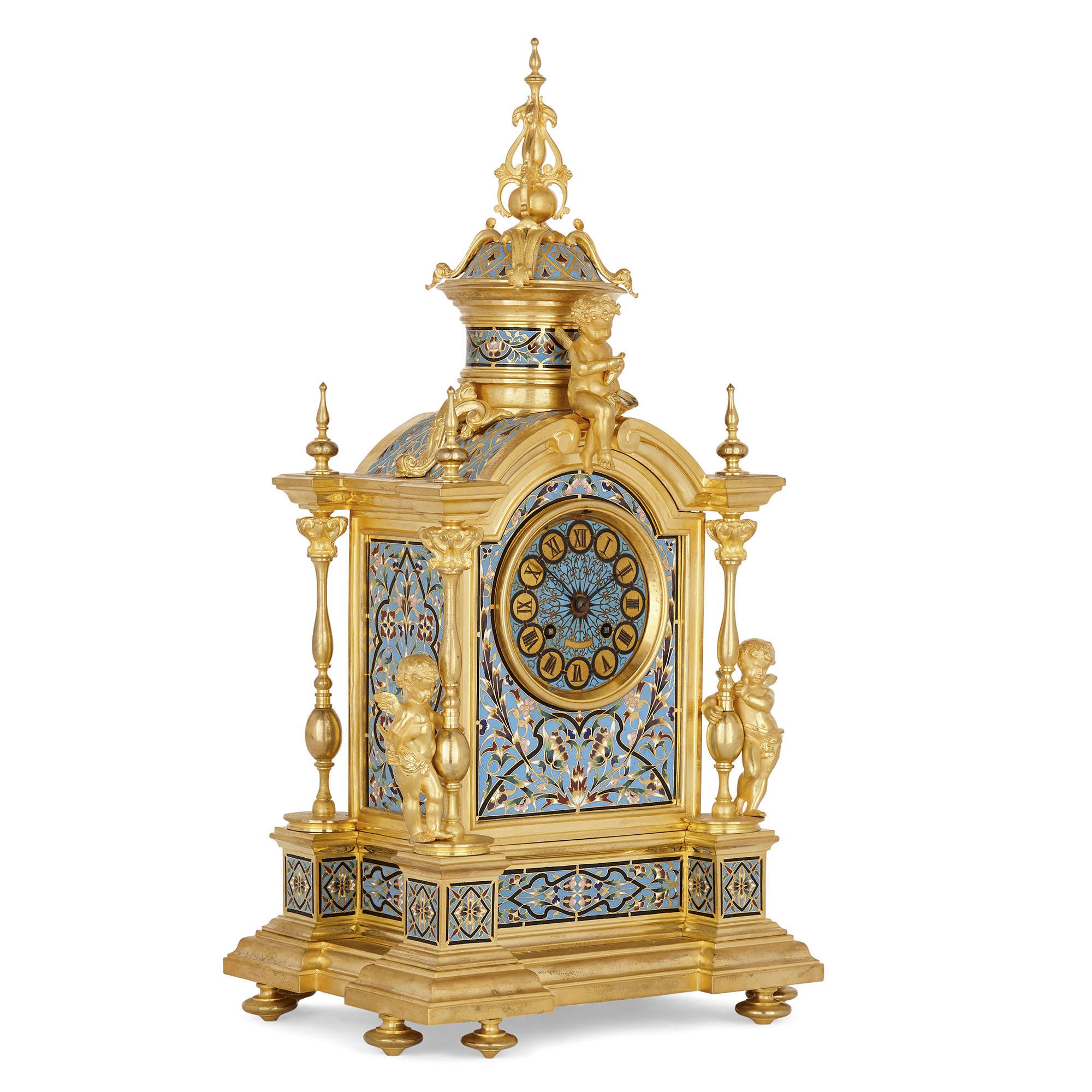 Renaissance Revival Ormolu And Champleve Enamel Mantel Clock