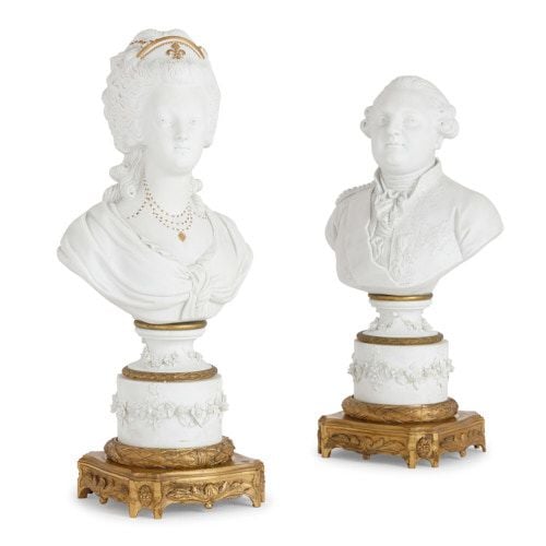 Pair of porcelain busts of Louis XVI and Marie Antoinette