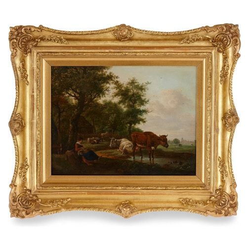 Dutch School Old Master pastoral landscape oil painting