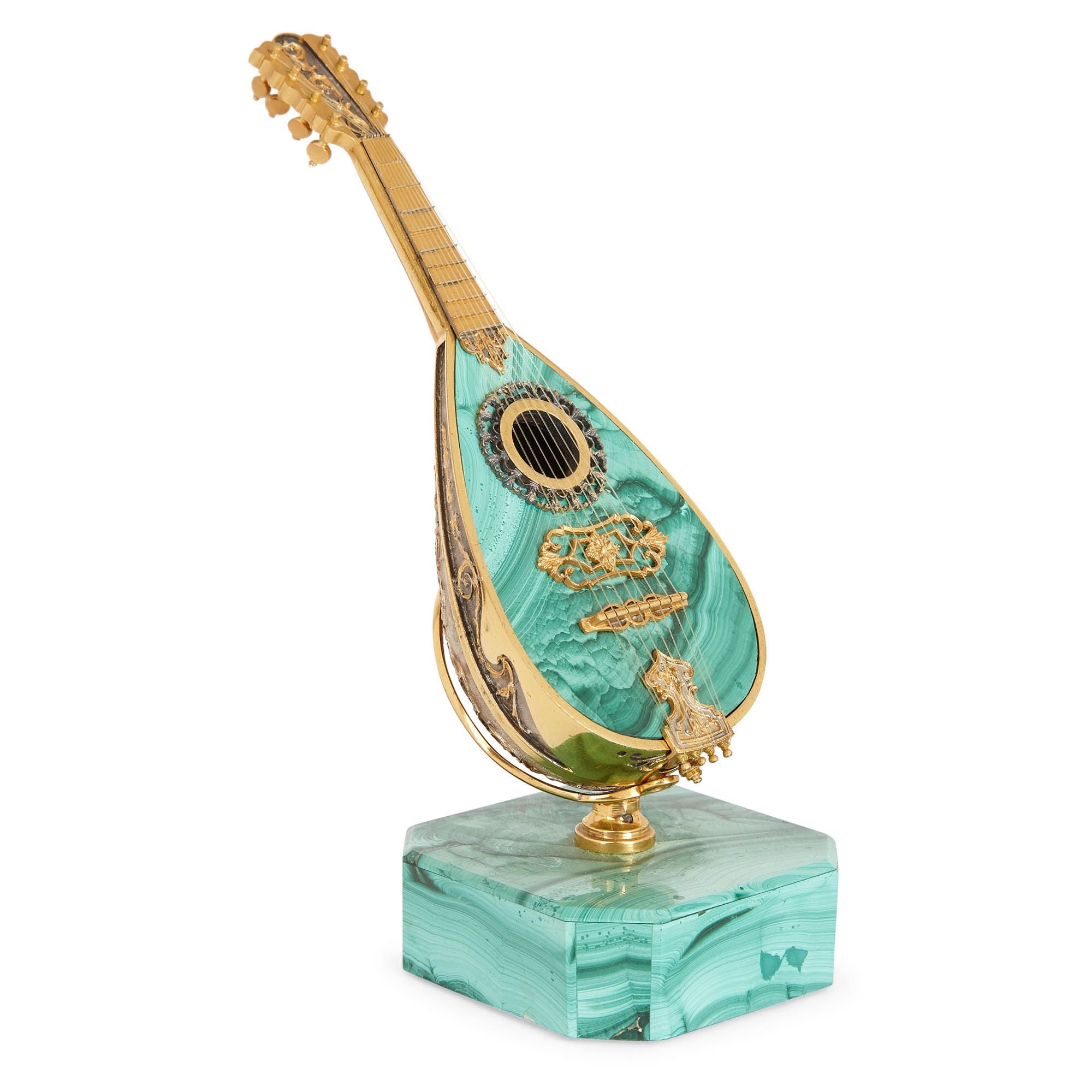 Set of semi-precious stone and silver-gilt miniature instruments ...