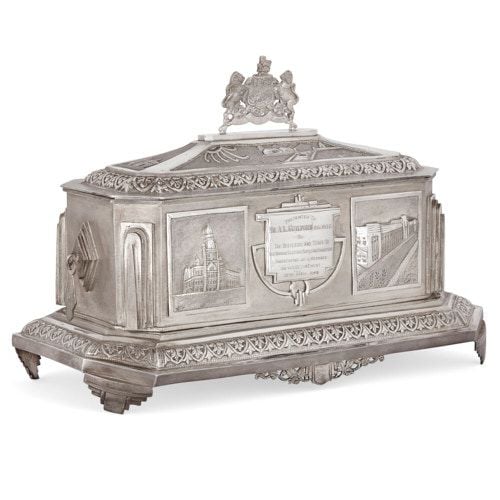 Silver Art Deco freedom casket, of Indian interest