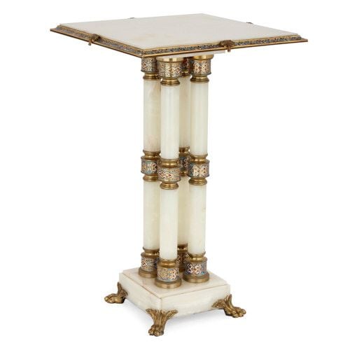 Enamel and ormolu mounted onyx side table