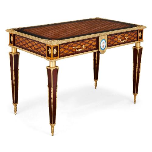 Victorian ormolu mounted marquetry writing desk by Ross