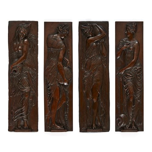 'Fontaine des Innocents', four spelter plaques by Barbedienne