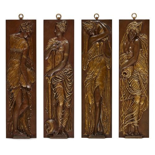 Set of Classical bronze bas-relief panels by Barbedienne