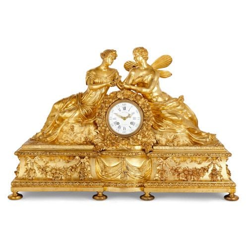 Large Louis XVI style ormolu mantel clock