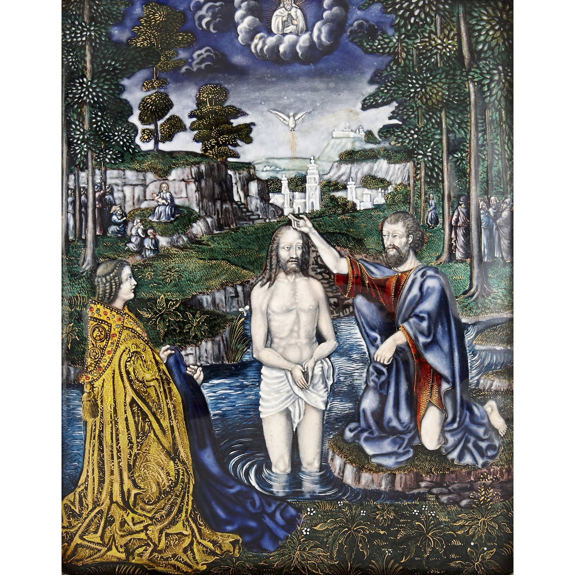 Limoges enamel triptych after Gerard David